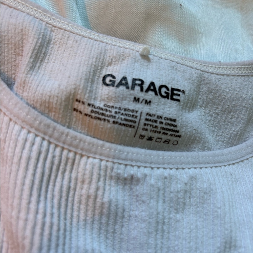 Garage White Ribbed Crop Top - Picture 2 of 3